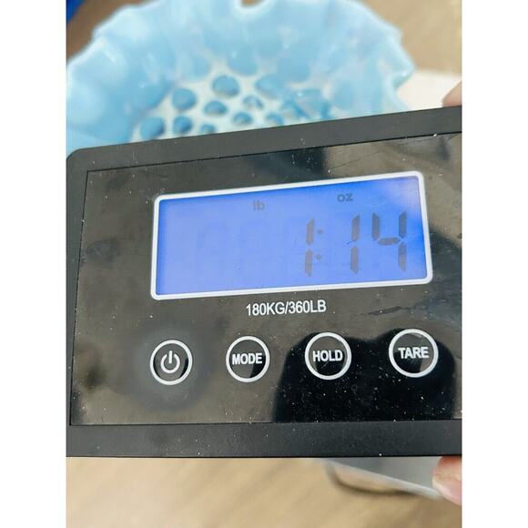 Vintage Fenton Aqua Blue Opalescent Glass Hobnail 8” Ruffled Cone Shaped Vase - Picture 9 of 9